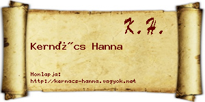 Kernács Hanna névjegykártya